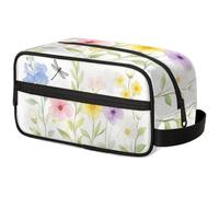 Large Capacity Cosmetic Organizer Pouch - Makeup Bag, Toiletry Bag, Portable Storage with Handle, Suitable for Business Travel, Fitness, Vacations, for Men and Women, Watercolor Flowers
