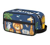 Large Capacity Cosmetic Organizer Pouch - Makeup Bag, Toiletry Bag, Portable Storage with Handle, Suitable for Business Travel, Fitness, Vacations, for Men and Women, Lively Jungle Adventure Animal