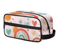 Large Capacity Cosmetic Organizer Pouch - Makeup Bag, Toiletry Bag, Portable Storage with Handle, Suitable for Business Travel, Fitness, Vacations, for Men and Women, Rainbow Cloud Sun