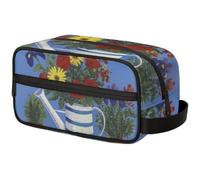 Large Capacity Cosmetic Organizer Pouch - Makeup Bag, Toiletry Bag, Portable Storage with Handle, Suitable for Business Travel, Fitness, Vacations, for Men and Women, Artistic Gardening Flower - vase