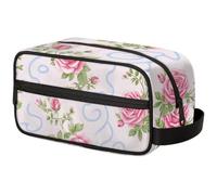 Large Capacity Cosmetic Organizer Pouch - Makeup Bag, Toiletry Bag, Portable Storage with Handle, Suitable for Business Travel, Fitness, Vacations, for Men and Women, Sweet Rose