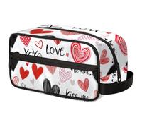 Large Capacity Cosmetic Organizer Pouch - Makeup Bag, Toiletry Bag, Portable Storage with Handle, Suitable for Business Travel, Fitness, Vacations, for Men and Women, Sweet Love Heart