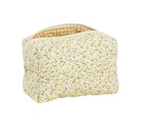 Large Capacity Cotton Floral Quilted Makeup Bag Cosmetic Pouches Accessory Storage Organized for Travel and Daily Use Floral Quilted Makeup Bag