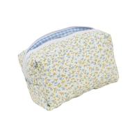 Large Capacity Cotton Floral Quilted Makeup Bag Cosmetic Pouches Accessory Storage Organized for Travel and Daily Use Floral Quilted Makeup Bag