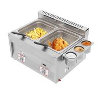 Large Capacity Countertop Commercial Deep Fryer Stainless Steel Gas Fryer With Baskets & Lid Propane/LPG Powered For Restaurants Cafes Kitchen