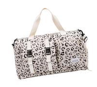 Large Capacity Cow Print Leopards Pattern Travel Bags Practical Oxford Multi Compartment Gym Sports Bag for Daily Use Stylish Fitness Bag for Women Men