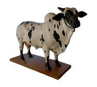 Large Capacity Cow Themed Wine Liquor Dispenser with Wood Base Detailed Kitchen Club Conversation Starter Decoration, Animal Shaped Liquor Dispenser