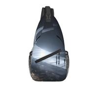 Large Capacity Cross Chest Bag for Men Durable Polyester Material with Unique Radiant Quest Print Design