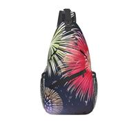 Large Capacity Cross Chest Bag for Men Durable Polyester Material with Unique Splendid fireworks Print Design