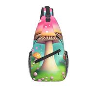 Large Capacity Cross Chest Bag for Men Durable Polyester Material with Unique Wonderful little mushrooms Print Design