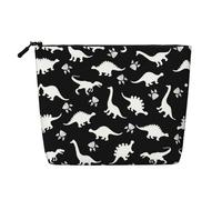Large Capacity Cute Dinosaur Printed Single-Layer Faux Linen Cosmetic Bag Personal Care Organizer Suitable for Various Occasions