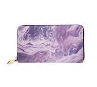 Large Capacity Dark Purple Texture Marble Print Fold Accordion Leather Wallet Id Card Holder Long Purse Multi-Function With Zipper Purse For Man Women Travel Wallet With Coin Receipt Pocket