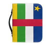 Large Capacity Design Bible Cover Case for Central Africa National Flag Pattern Men Women Pu Durable Zipper Carrying Case Bible Study Supplies Accessories