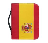 Large Capacity Design Bible Cover Case for Spain National Flag Pattern Men Women Pu Durable Zipper Carrying Case Bible Study Supplies Accessories