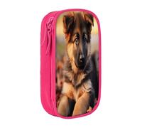 Large Capacity Double Layer Pencil Case, 2 Zipper Compartments Organizer Pockets for School College Office Travel, Cute German Shepherd Puppy pencase, Premium Pencil Box, Makeup Bag Organizer
