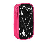 Large Capacity Double Layer Pencil Case, 2 Zipper Compartments & Organizer Pockets for School College Office Travel, Shooting Star Heart pencase, Premium Oxford Fabric Pencil Box, Makeup Bag Organizer