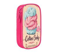 Large Capacity Double Layer Pencil Case, 2 Zipper Compartments & Organizer Pockets for School College Office Travel, Cotton Candy Print pencase, Premium Oxford Fabric Pencil Box, Makeup Bag Organizer