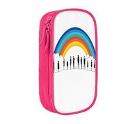 Large Capacity Double Layer Pencil Case, 2 Zipper Compartments & Organizer Pockets for School College Office Travel, Small Rainbow pencase, Premium Oxford Fabric Pencil Box, Makeup Bag Organizer
