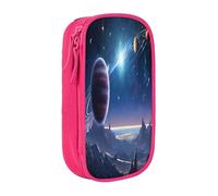 Large Capacity Double Layer Pencil Case, 2 Zipper Compartments & Organizer Pockets for School College Office Travel, Space Planet pencase, Premium Oxford Fabric Pencil Box, Makeup Bag Organizer