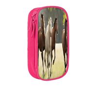 Large Capacity Double Layer Pencil Case, 2 Zipper Compartments Organizer Pockets for School College Office Travel, Various Kinds Horses pencase, Premium Oxford Fabric Pencil Box, Makeup Bag Organizer