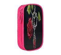 Large Capacity Double Layer Pencil Case, 2 Zipper Compartments & Organizer Pockets for School College Office Travel, Gothic Black Roses pencase, Premium Oxford Fabric Pencil Box, Makeup Bag Organizer