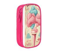 Large Capacity Double Layer Pencil Case, 2 Zipper Compartments & Organizer Pockets for School College Office Travel, Cotton Candy pencase, Premium Oxford Fabric Pencil Box, Makeup Bag Organizer