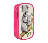 Large Capacity Double Layer Pencil Case, 2 Zipper Compartments & Organizer Pockets for School College Office Travel, Cute Koala Print pencase, Premium Oxford Fabric Pencil Box, Makeup Bag Organizer