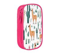 Large Capacity Double Layer Pencil Case, 2 Zipper Compartments & Organizer Pockets for School College Office Travel, Cute Alpaca Llama pencase, Premium Oxford Fabric Pencil Box, Makeup Bag Organizer
