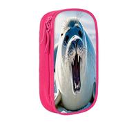 Large Capacity Double Layer Pencil Case, 2 Zipper Compartments Organizer Pockets for School College Office Travel, Harp Seal Painting Wallpaper pencase, Premium Pencil Box, Makeup Bag Organizer