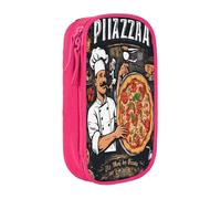 Large Capacity Double Layer Pencil Case, 2 Zipper Compartments & Organizer Pockets for School College Office Travel, Chef Pizza pencase, Premium Oxford Fabric Pencil Box, Makeup Bag Organizer