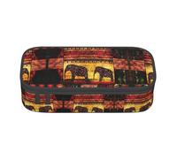 Large Capacity Durable African Elephant Patchwork Printed Pencil Case,Portable Cosmetic Bag,Office Stationery Storage Bag.