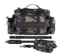 Large Capacity Fishing Tackle Storage Bag - Waterproof Multi Pocket Lure Organizer Pack, Adjustable Waist Shoulder Sling | Travel Gear Holder Outdoor Practical Carry System For River Lake Pier Pond Fi