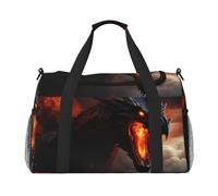 Large Capacity Foldable Carry Bag with Magic Dragon Print for Airplane Getaways