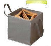 Large Capacity Foldable Clothes Hanger Storage Bag with Sturdy Handle, Oxford Cloth Closet Organiser for Wardrobe Storage Solution and Portable Laundry(Square Gray)