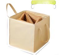 Large Capacity Foldable Clothes Hanger Storage Bag with Sturdy Handle, Oxford Cloth Closet Organiser for Wardrobe Storage Solution and Portable Laundry(Four-sided Beige)