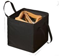 Large Capacity Foldable Clothes Hanger Storage Bag with Sturdy Handle, Oxford Cloth Closet Organiser for Wardrobe Storage Solution and Portable Laundry(Square Black)