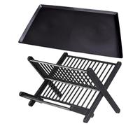 Large Capacity Folding Dish Drainer & Plate Drying Rack with Drip Tray Black Kitchen Storage Organizer for Countertop & Sink Use Space-Saving Design