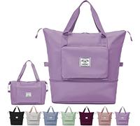 Large Capacity Folding Travel Bag,Portable Foldable Travel Lightweight Waterproof Oxford Fabric Duffel Bag Carry Luggage Bag for Expandable Weekender Sports, Gym, Vacation (Light Purple)