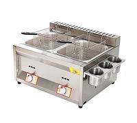 Large Capacity Gas Fryer, Stainless Steel LPG Fryer For Home And Commercial, Adjustable Firepower, With Baskets And Lids, For Chips Donuts Fish, Easy Clea