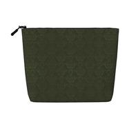 Large Capacity Hunter Green Floral Petals Pattern Printed Single-Layer Faux Linen Cosmetic Bag Personal Care Organizer Suitable for Various Occasions