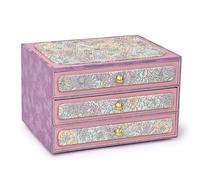 Large Capacity Jewelry Box, 2-Layer 3-Layer Luxury Organizer with Intricate Patterns for Gold, Jade, Rings, Necklaces Gift wrapping(Lila,26 * 19.5 * 17CM)