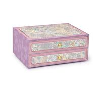 Large Capacity Jewelry Box, 2-Layer 3-Layer Luxury Organizer with Intricate Patterns for Gold, Jade, Rings, Necklaces Gift wrapping(Lila,26 * 19.5 * 12CM)