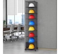 Large Capacity Kitchen Storage Holder, Stackable Multi-layer Hard Hat Holder with Wheels, for Retail Stores/Office/Factory(Black,8 Grids(B))