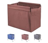 Large Capacity Laundry Cart with Removable Oxford Cloth Liner, 350-400L Folding Trolley Basket for Commercial Use, Heavy-Duty Design (Brown, 77x44x60cm)
