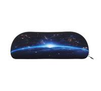 Large Capacity Leather Pencil Case For School & Work, Semi-Circle Makeup Bag For Cosmetics, Blue Constellation Galaxy, Durable Pen Pouch With Metallic Zipper, Organizer For Backpack, Briefcase, Purse