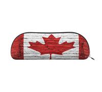 Large Capacity Leather Pencil Case for School & Work, Semi-Circle Makeup Bag for Cosmetics, Canadian Flag, Durable Zippered Pen Pouch with Metallic Zipper, Organizer for Backpack, Briefcase, Purse