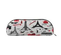 Large Capacity Leather Pencil Case For School & Work, Semi-Circle Makeup Bag For Cosmetics, French Fashion Model Ferrets, Durable Pen Pouch With Metallic Zipper, Organizer For Backpack Briefcase Purse
