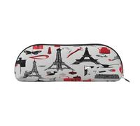 Large Capacity Leather Pencil Case For School & Work, Semi-Circle Makeup Bag For Cosmetics, French Fashion Model Ferrets, Durable Pen Pouch With Metallic Zipper, Organizer For Backpack Briefcase Purse