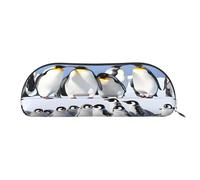 Large Capacity Leather Pencil Case For School & Work, Semi-Circle Makeup Bag For Cosmetics, Penguin, Durable Zippered Pen Pouch With Metallic Zipper, Organizer For Backpack, Briefcase, Purse