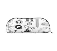 Large Capacity Leather Pencil Case For School & Work, Semi-Circle Makeup Bag For Cosmetics, Physics Print, Durable Zippered Pen Pouch With Metallic Zipper, Organizer For Backpack, Briefcase, Purse